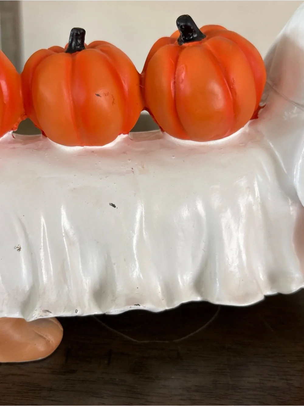 Halloween Dachshund Trick or Treat Dog Figurine - White and Orange